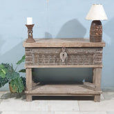Antique Solid Wood Console Table Box With Iron Work 120X40X90 Cm